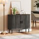 image 8 of HOMCOM Sideboard Storage Cabinet with Slatted Tambour Sliding Doors Grey | Grey | Grey