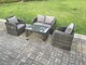 image 2 of Fimous Dark Grey PE Wicker Rattan Garden Furniture Set Love Sofa Reclining Chair Outdoor Rectangular Coffee Table 4 Seater