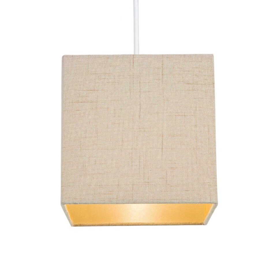 image 1 of Contemporary and Sleek Taupe Linen Fabric Small Square Lamp Shade 40w Maximum | Cream | Taupe | 1