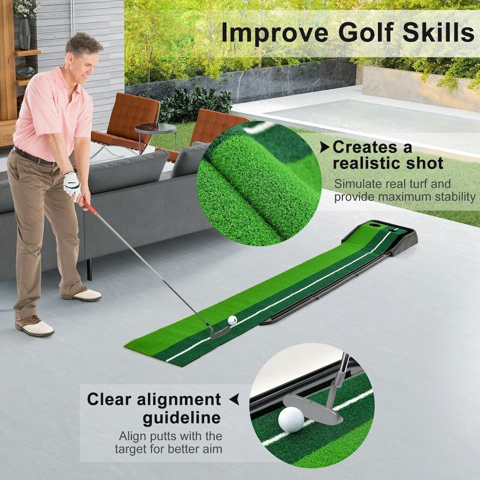 image 1 of COSTWAY 250CM Putting Professional Golf Practice Turf