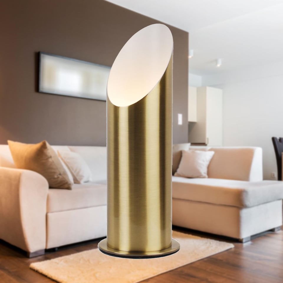 image 1 of Antique Brass Tubular Floor Uplight | Bronze | White | Medium | 1