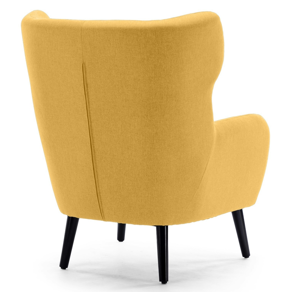 image 1 of Winslow Wing Back Fabric Occasional Button Back Modern Accent Armchair (Mustard)