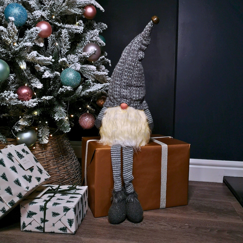 image 1 of 79cm Battery Operated Christmas Gonk with Dangly Legs Decoration in Dark Grey