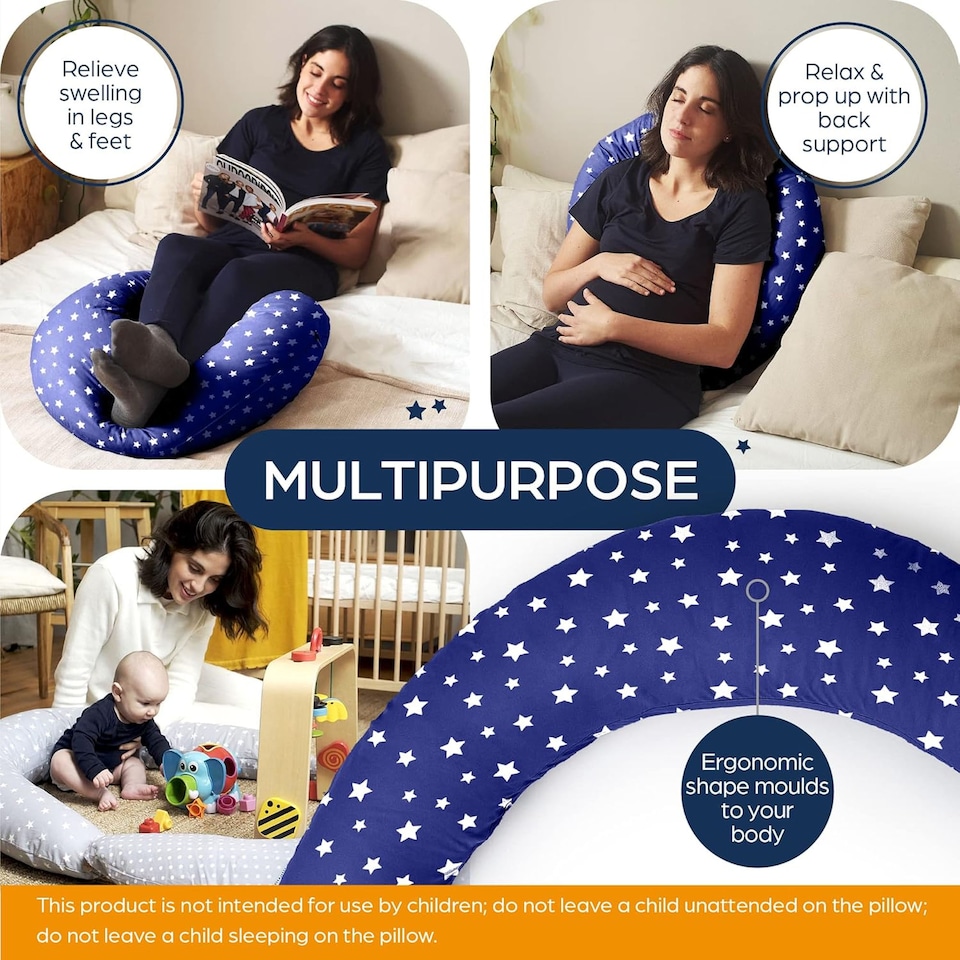 image 1 of Niimo XXL Pregnancy & Nursing Pillow | Full Body Maternity Support Pillow with Removable Cotton Cover