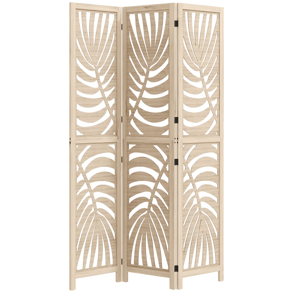 image 1 of HOMCOM 3 Panel Room Divider, Detachable Privacy Screens, Natural Wood | Brown | Natural wood finish