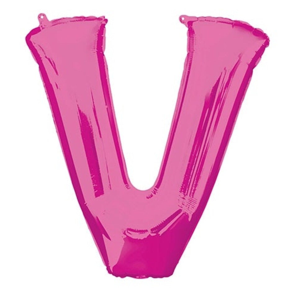 Pink Letter V Air Fill Foil Balloon 40cm / 16 in