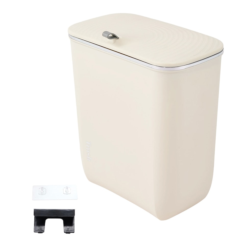 image 1 of Living and Home 9L Waste Bin with Lid | Cream