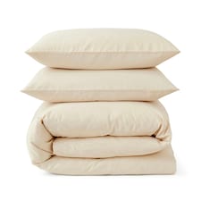 Touch Of Linen - Creamy Almond - Duvet Cover Set (Includes 2 Pillowcases - 1 For Single) Cream | Creamy Almond | Double