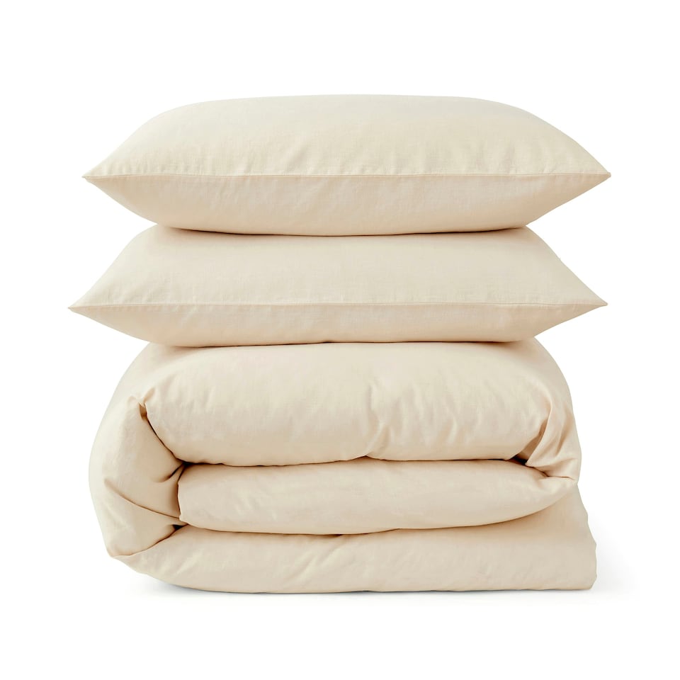 image 1 of Touch Of Linen - Creamy Almond - Duvet Cover Set (Includes 2 Pillowcases - 1 For Single) Cream | Creamy Almond | Double