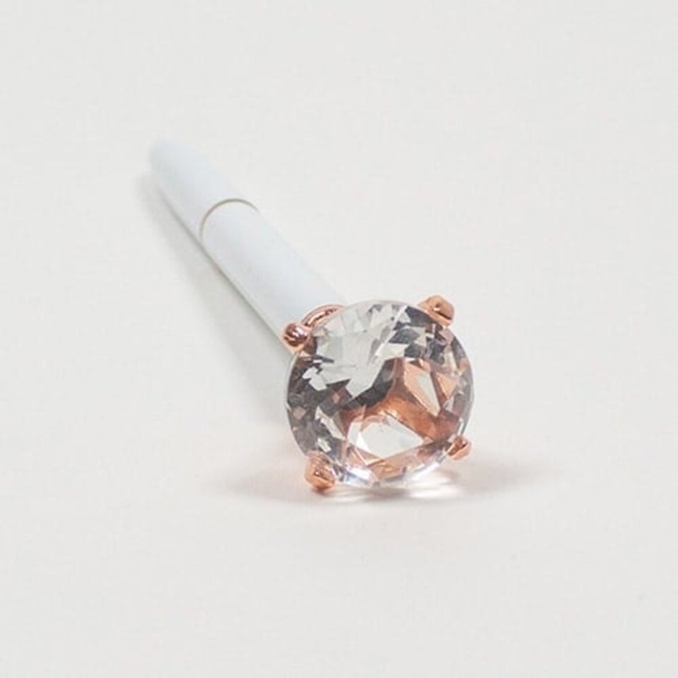 image 1 of White and Rose Gold Diamond Topper Luxury Metallic Pen