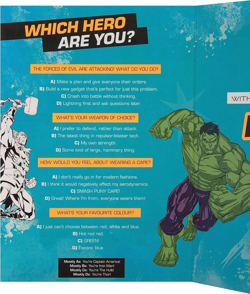 image 1 of Marvel Superheroes Design Grandson Birthday Card with Activity