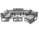 image 1 of Fimous Garden Sofa Set Aluminium Furniture Rising Dining Tabe Set with 2 Chair 3 Footstools 2 Side Tables Dark Grey
