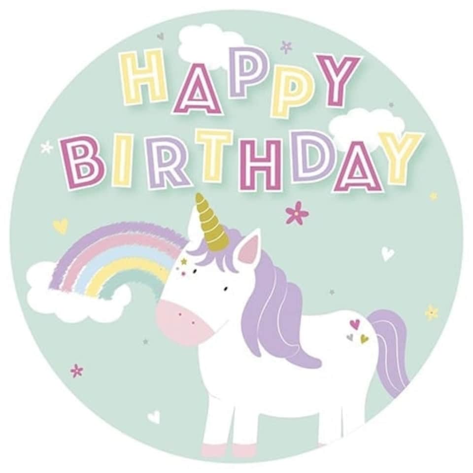 Princess Party Unicorn Happy Birthday Jumbo Badge 15cm