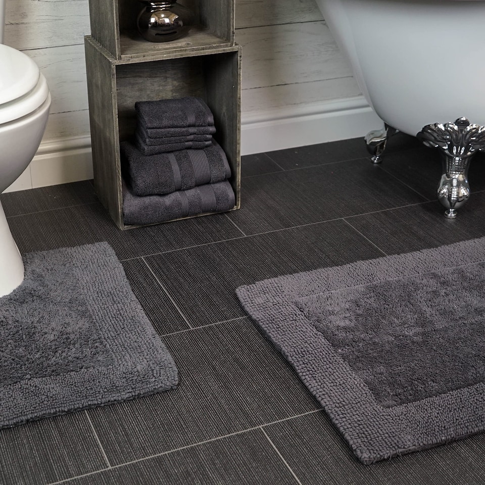 image 1 of Heavyweight Reversible Pedestal Toilet Mat - Charcoal Grey