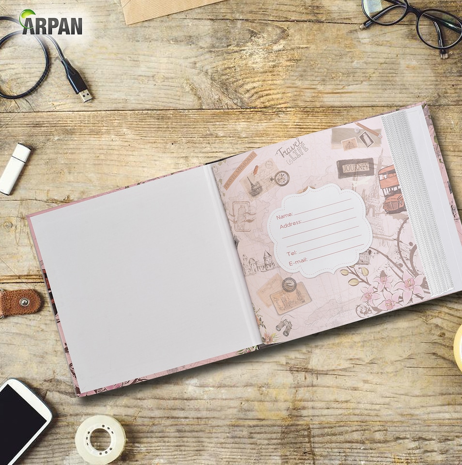 image 1 of ARPAN Slip In Case Memo Photo Album – Holds 200 Photos 4"x6" (10x15cm) – Hardcover Picture Album with Memo Writing Space for Family, Wedding & Travel Memories