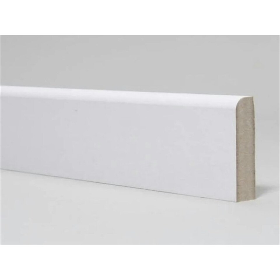 image 1 of PACK OF 10 (Total 10 Units) - 18mm x 119mm White Primed MDF 9mm One Edge Round Skirting Board - 2700mm Length