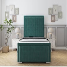 Sloomy Pemberton Emerald Plush Bed Frame With Mattress With 50" Upholstered Headboard 3' Single