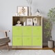 image 2 of Wide 7-Cube Bookcase With Drawers | Brown | Oak & Green | 1