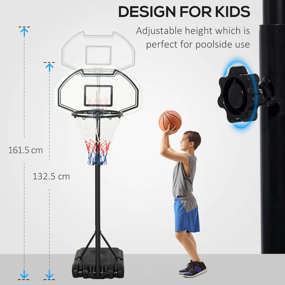 image 1 of HOMCOM Basketball Stand and 94-123cm Height Adjustable Hoo