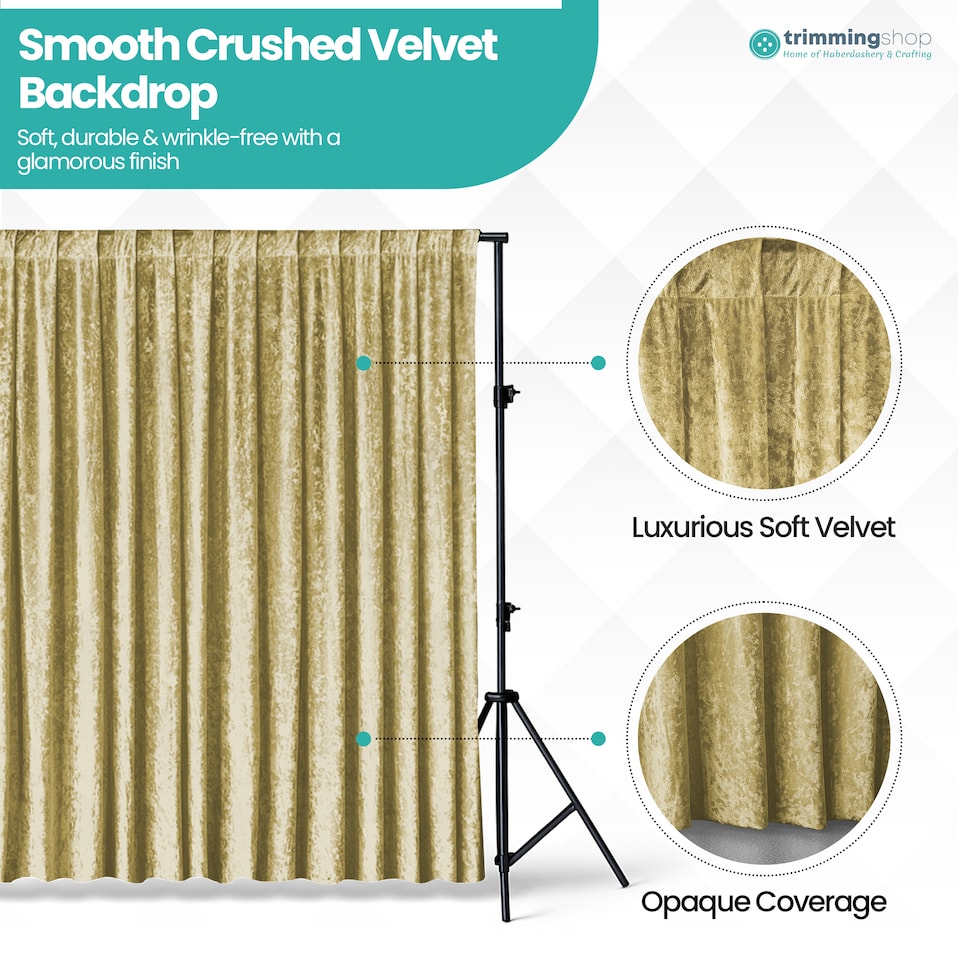 image 1 of 3x3m Crushed Velvet Backdrop, 8cm Rod Pocket Photography Background