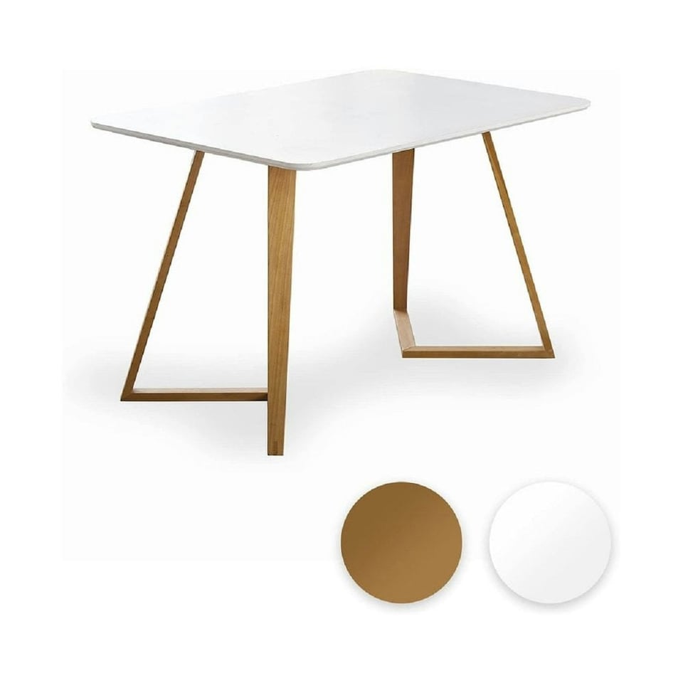 image 1 of 5PCs Dining Set - a White Dallas Dining Table & Set of 4 Lorenzo Tulip Chairs with Padded Seat | Black