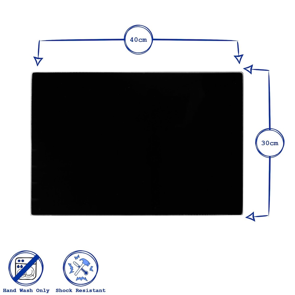 image 1 of Harbour Housewares Glass Kitchen Chopping Board - 40 x 30cm - Black | Black | Black