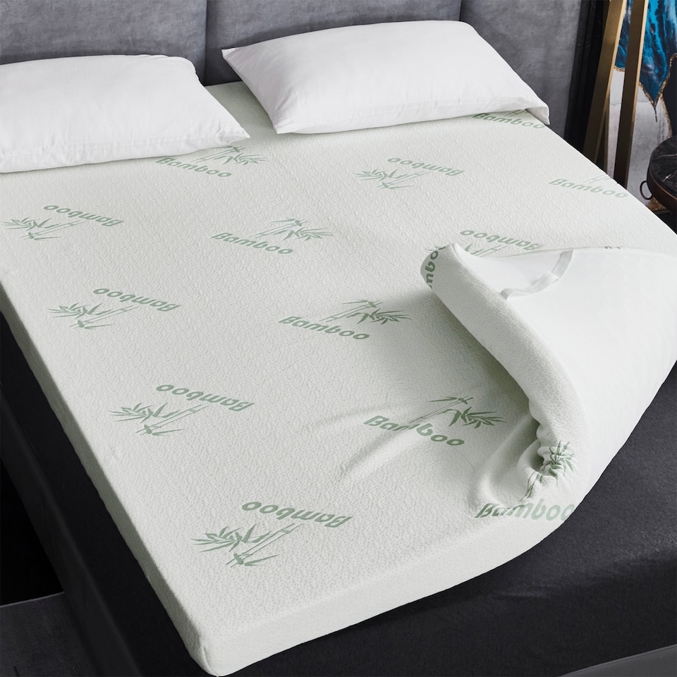 image 1 of Ezysleep Super Soft Bamboo Bounce Back Foam Mattress Topper - 10cm | White | White