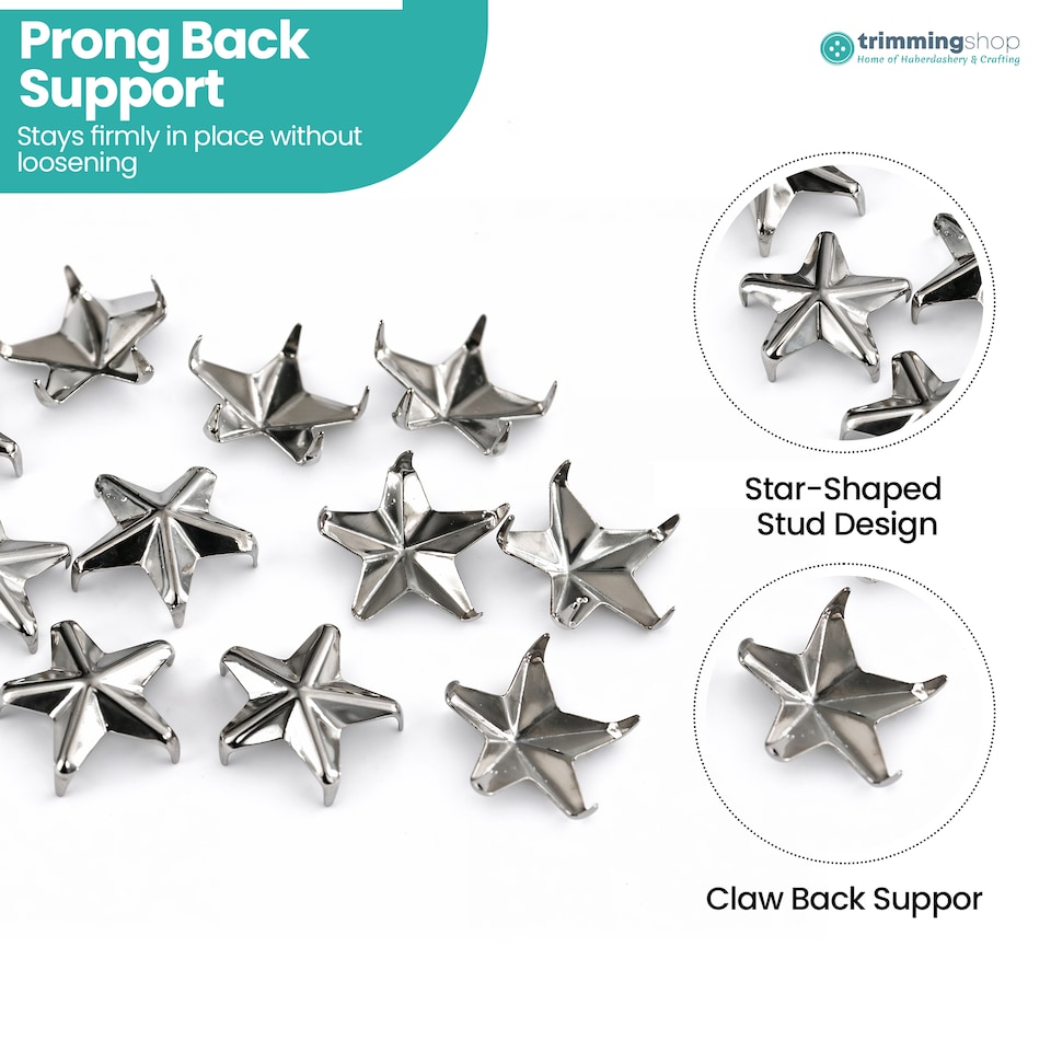 image 1 of 11mm Star Shaped Studs with Back Pin Rivets for DIY Leathercraft- 50pcs