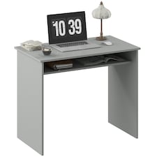 HOMCOM Computer Desk Writing Table Study Workstation Storage Grey