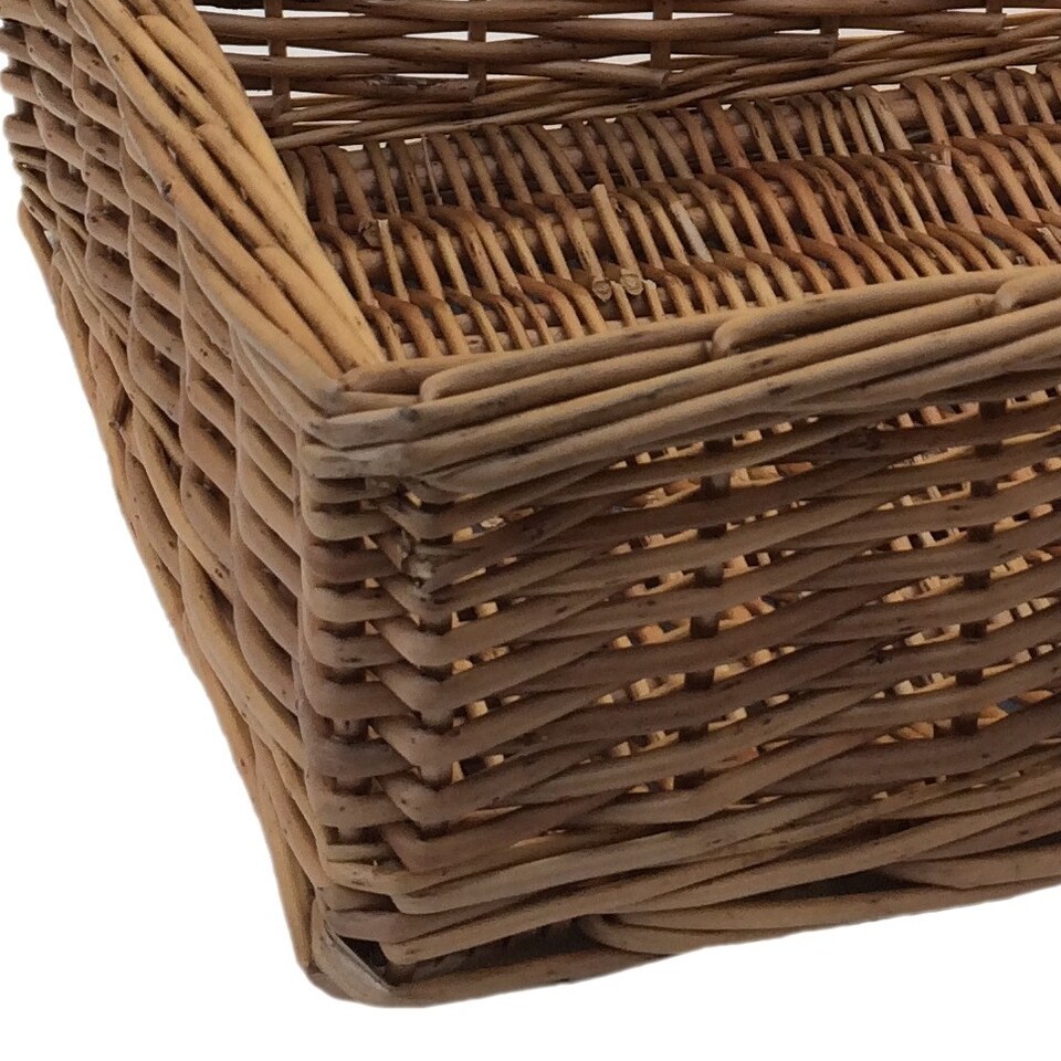 image 1 of Small Double Steamed Storage Wicker Tray | Brown | Brown | Small