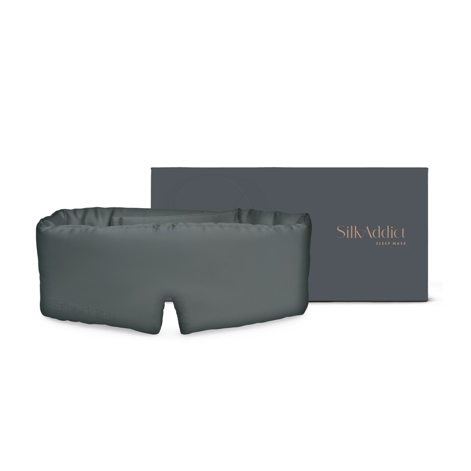 image 1 of Silk Addict 100% Mulberry Silk Sleep Mask – Charcoal | Grey | 1