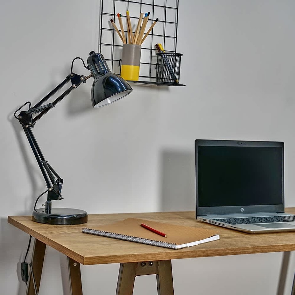image 1 of ValueLights Monda Gloss Black Table Lamp & Bulb | Black