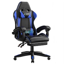 Rattantree Ergonomic Gaming Chair Massage Lumbar Footrest Leather Swivel 150 Kg Capacity