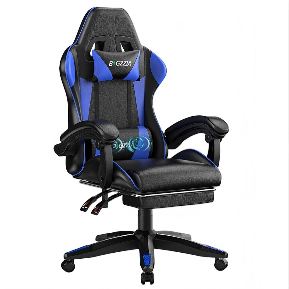 image 1 of Rattantree Ergonomic Gaming Chair Massage Lumbar Footrest Leather Swivel 150 Kg Capacity