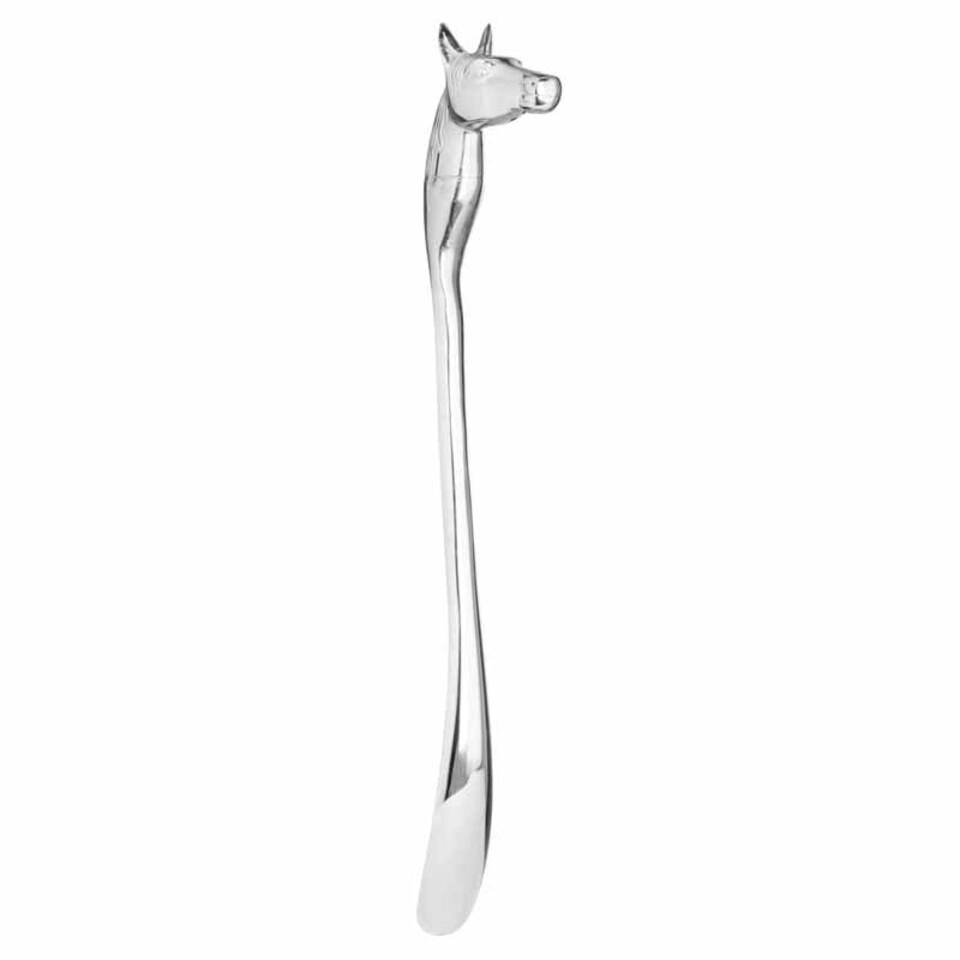 image 1 of Nickel Horse Head Detail Shoe Horn - Metal - L5 x W10 x H53 cm - Silver
