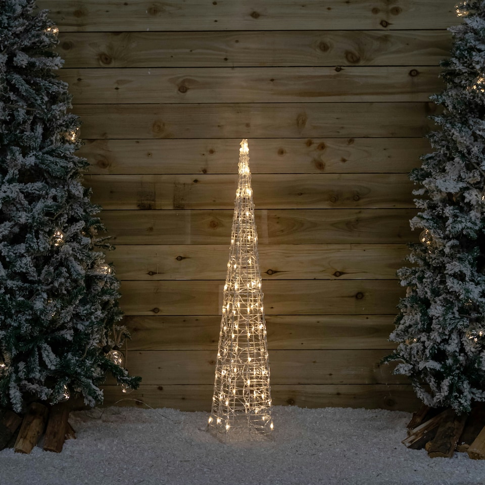 image 1 of 1.18m Light up Christmas Acrylic Pyramid with 80 Flashing & Static Warm White LEDs