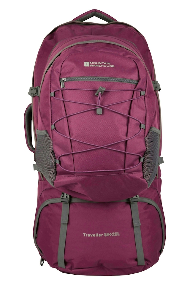 image 1 of Mountain Warehouse Unisex Traveller 60 + 20L Rucksack Durable Sports Backpack | Purple | Purple
