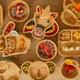 image 5 of Tiny Dining Bamboo Dinosaur Baby Weaning Plate & Fork Set - Red