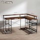 image 8 of HOMCOM L Shaped Gaming Desk w/ LED Lights and Power Outlets for Small Space