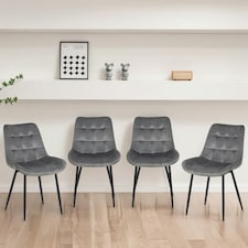 Erica Plush Velvet Comfort Dining Chairs - Set of 4 Grey