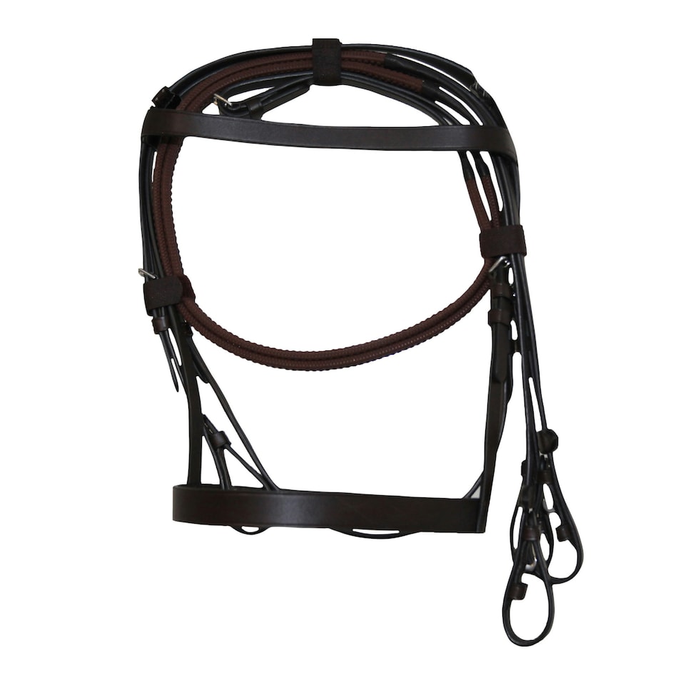 Collegiate Hunt Cavesson Leather Bridle IV - Brown - Cob