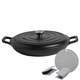 image 1 of Argon Tableware 2.3L Shallow Cast Iron Casserole Dish with Self-Basting Lid - 2.43QT Dutch Oven Roasting Dish | Black | Matt Black | 1