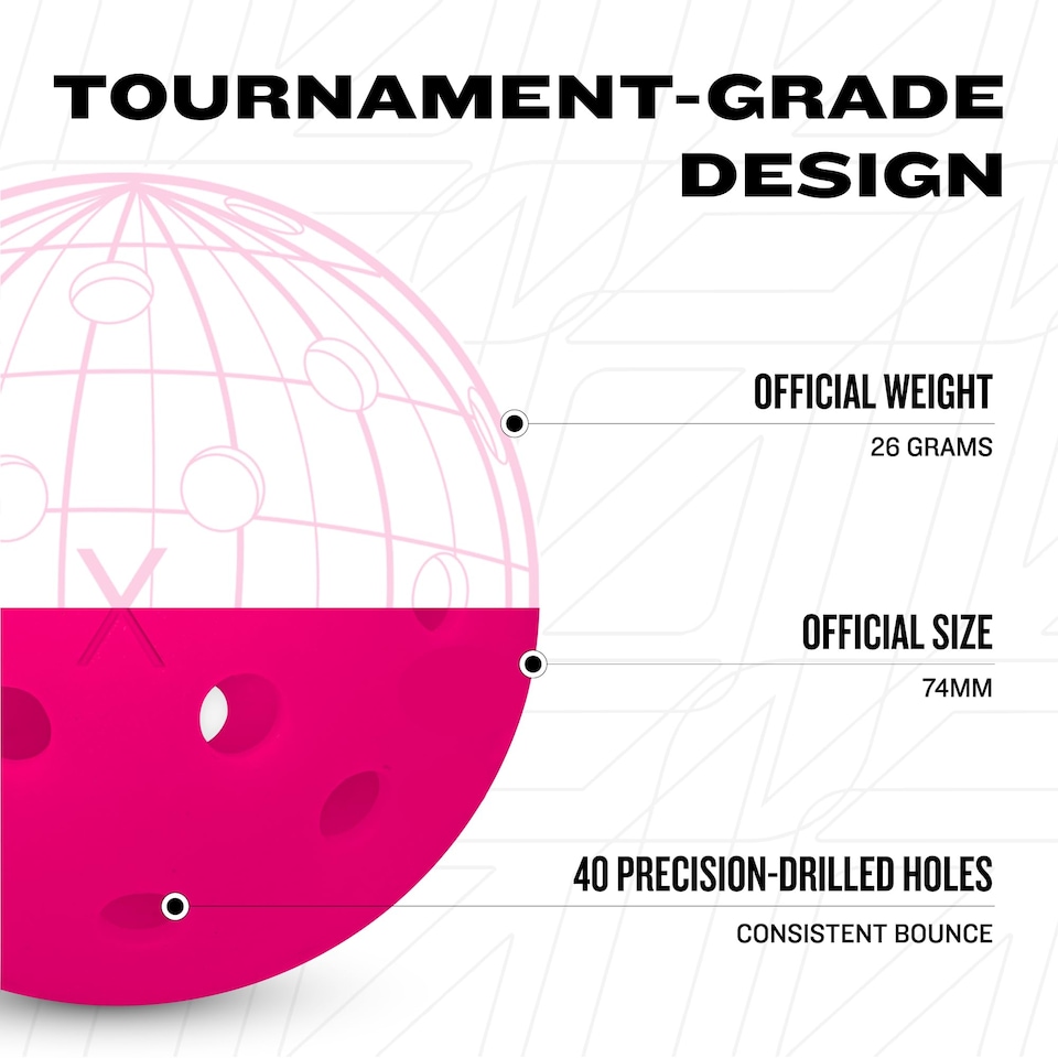 image 1 of Franklin Sports Pickleball-X Performance 40 Outdoor Balls-Pink