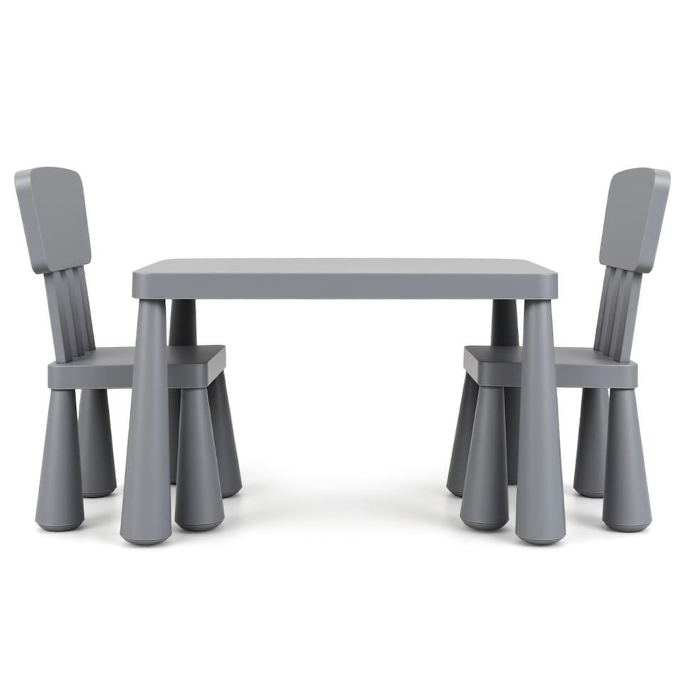 image 1 of COSTWAY Kids Table and 2 Chairs Set Children Play Table Grey