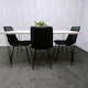 image 5 of Grey Dining Table with Hairpin Legs & 4 Black Velvet Chairs Set for Kitchen & Dining Room Grey