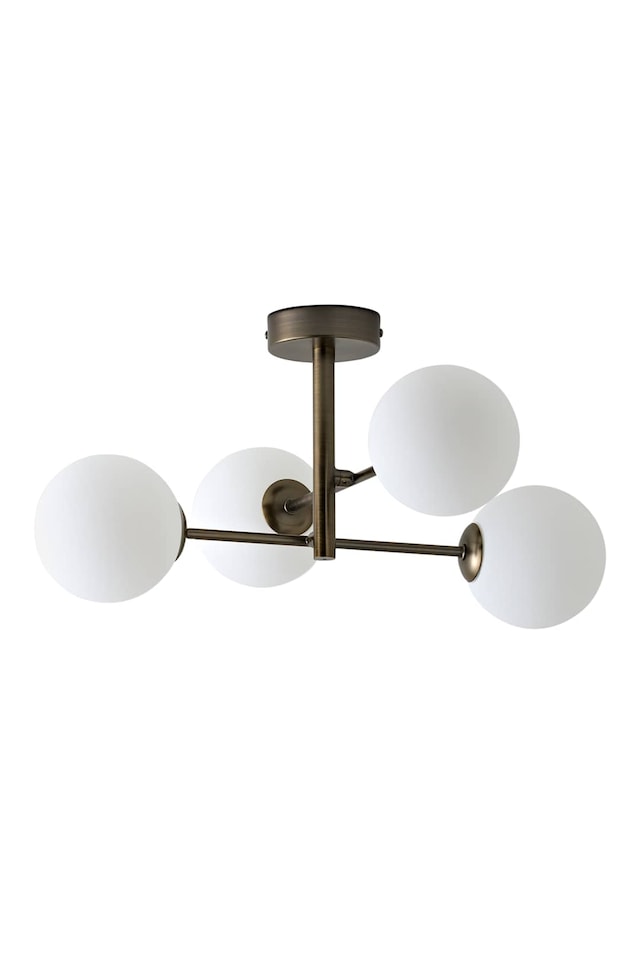 image 1 of ValueLights Darla Brass 4 Way Frosted Shades Ceiling Light