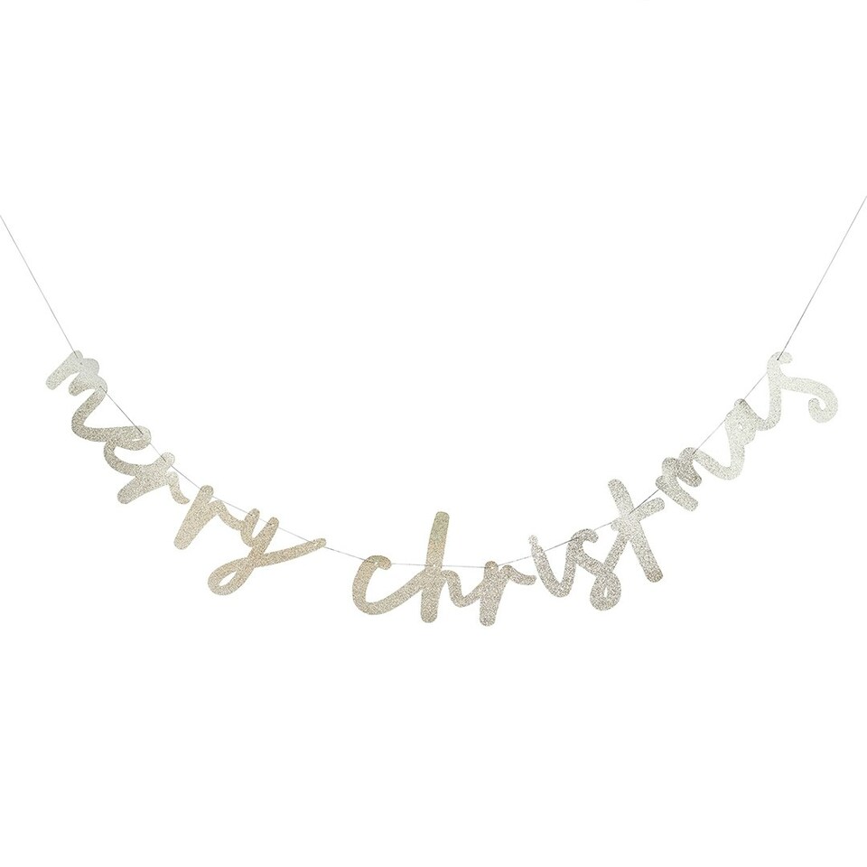 image 1 of Glitter 'Merry Christmas' Card Banner 2m