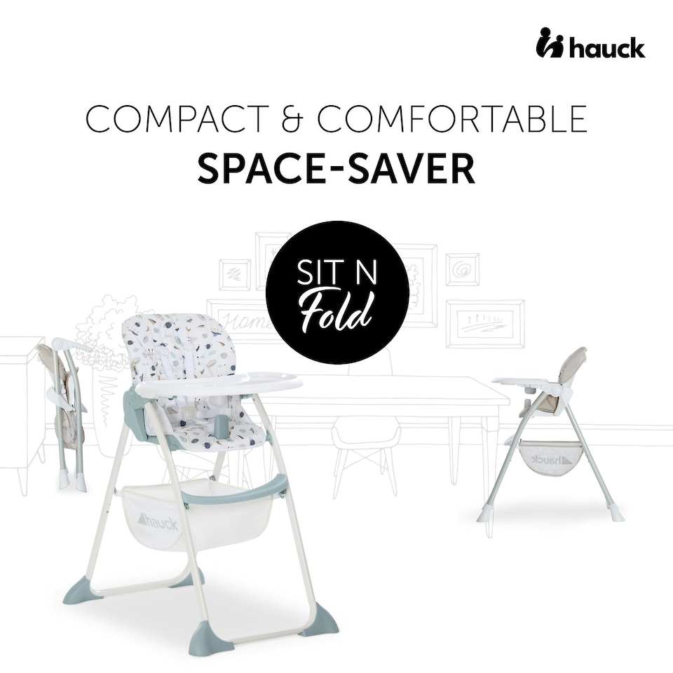 image 1 of Hauck Sit N Fold Highchair - Beige