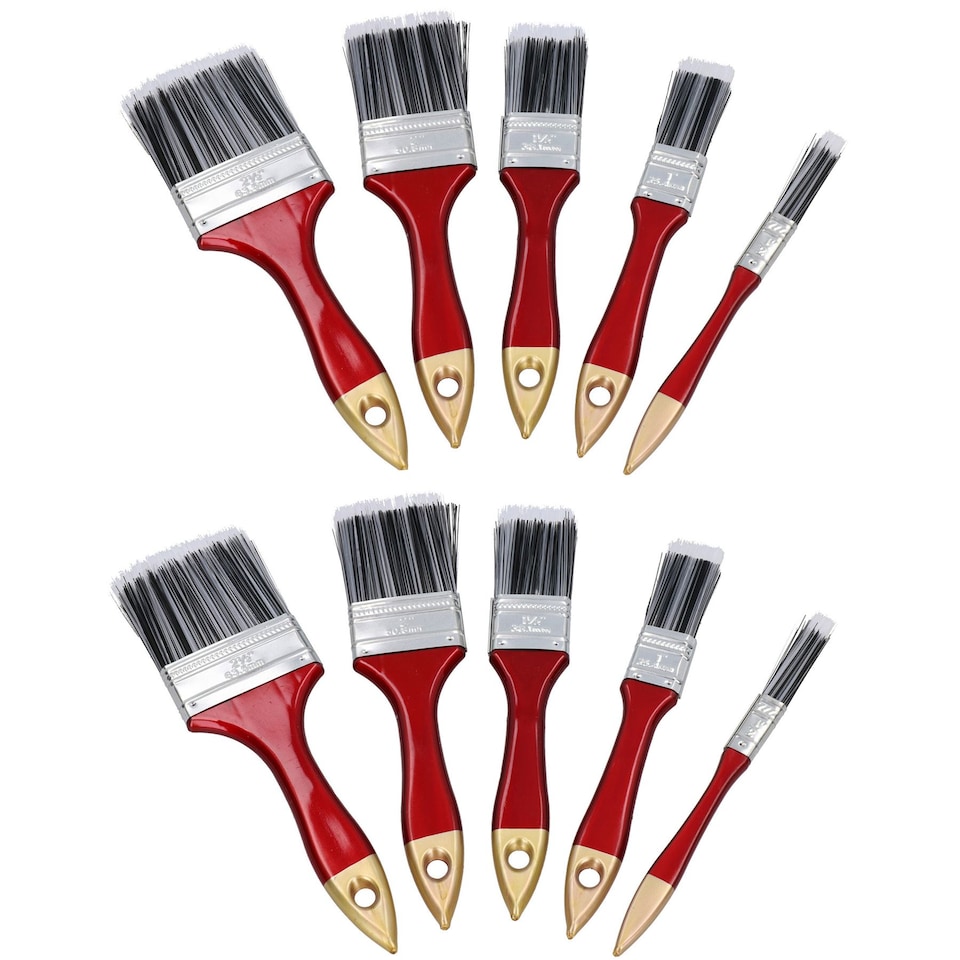 image 1 of 10pc Painting and Decorating Synthetic Paint Brush Brushes Set 1” – 2.5” Width