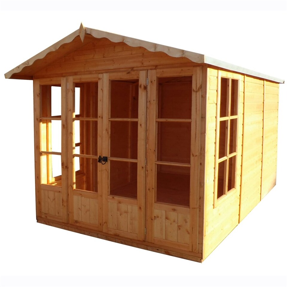 image 1 of 13 x 7 (3.96m x 2.17m) - Premier Wooden Summerhouse + Roof Overhang + Optional Veranda - 12mm T&G - Walls - Floor - Roof